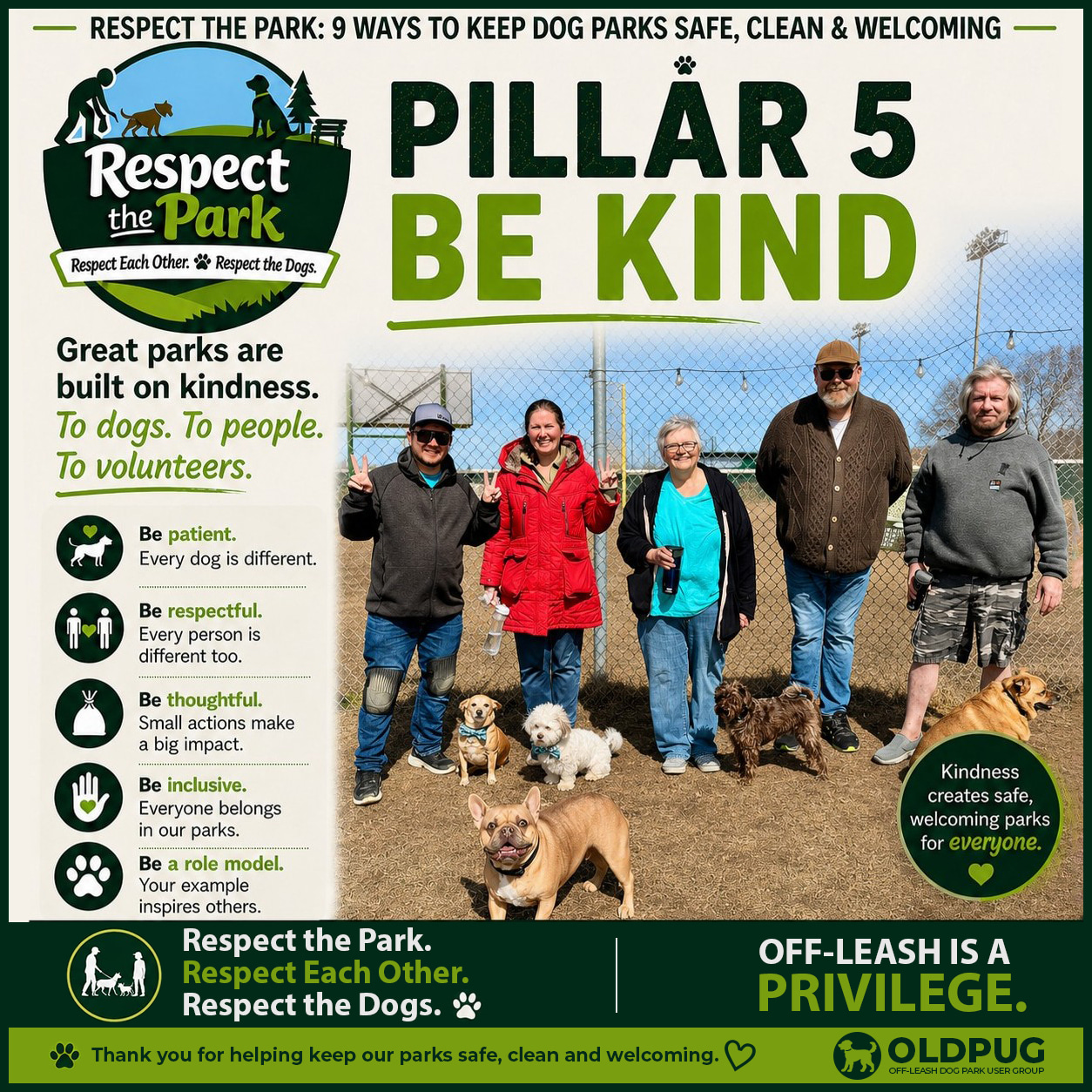 Respect the Park Pillar 5 poster: Be Kind
