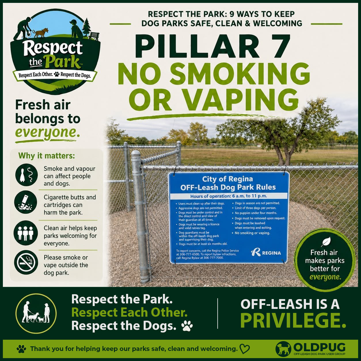 Respect the Park Pillar 7 poster: No Smoking or Vaping